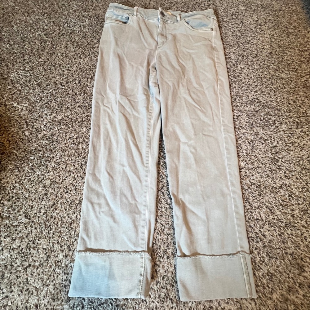 J Jill‎ Denim Light Wash Cropped Wide Leg Jeans Women Size 10 Petite Green